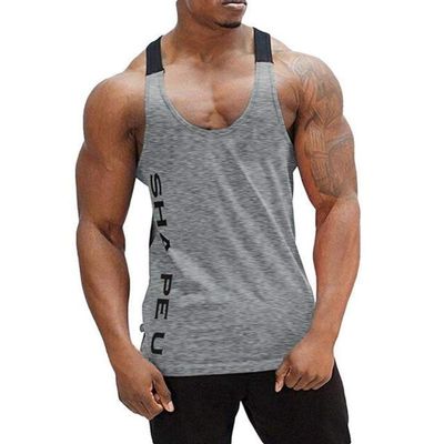 E-HOLISTIC LIFESTYLE Men's Tank Sleeveless Bodybuilding Sport Fitness Vest Grey
