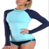 BUBBLELIME Long/Short Sleeve Rashguard for Women UPF 50+ Sun Protection - Colorblock Long Sleeve_Blue_DARKNAVY Small_BWST027 view 2