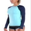 BUBBLELIME Long/Short Sleeve Rashguard for Women UPF 50+ Sun Protection - Colorblock Long Sleeve_Blue_DARKNAVY Small_BWST027 view 3