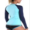 BUBBLELIME Long/Short Sleeve Rashguard for Women UPF 50+ Sun Protection - Colorblock Long Sleeve_Blue_DARKNAVY Small_BWST027 view 4