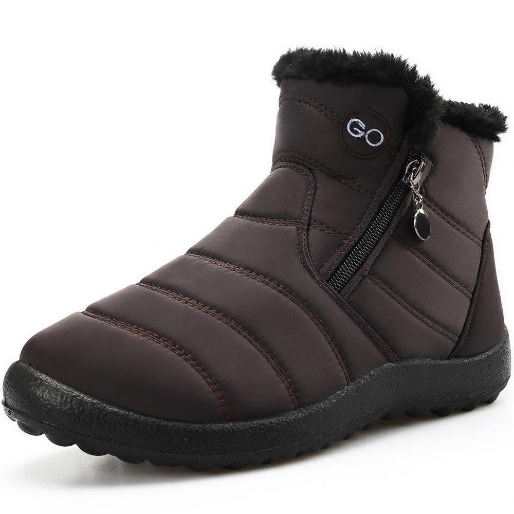 HARENCE Snow Boots for Women Winter Boot with Comfortable Warm Fur Lined Ankle Booties Outdoor Slip On Waterproof Short Boots