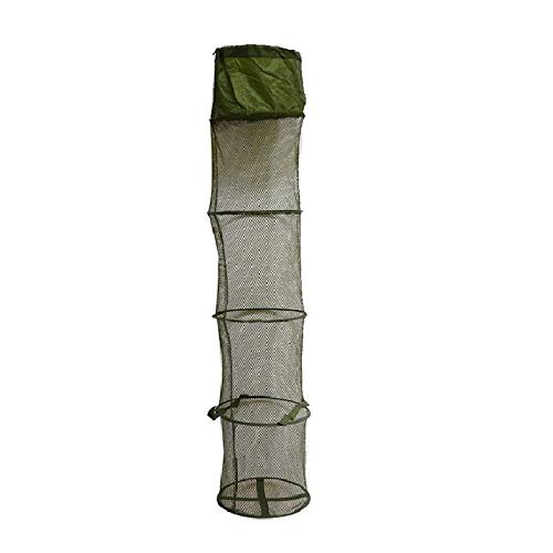 Wilove 5 Layers Fishing Net Trap Fish Basket Collapsible Portable Fish Cage Fishing Keep Net for Crayfish, Crab, Fishes, Fishing Accessories Tool,140cm x 30cm (55.1 x 11.8in)