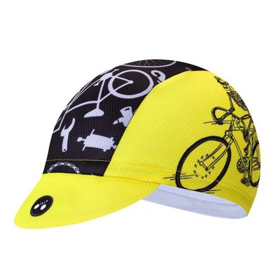Cycling Caps Men Women Road MTB Bike Bicycle Hats Headwear Team Sports Running Helmet Liner Inside Cap Cycle Bandana Anti-Sweat Breathable Quick Dry Outdoor Sports Yellow Black
