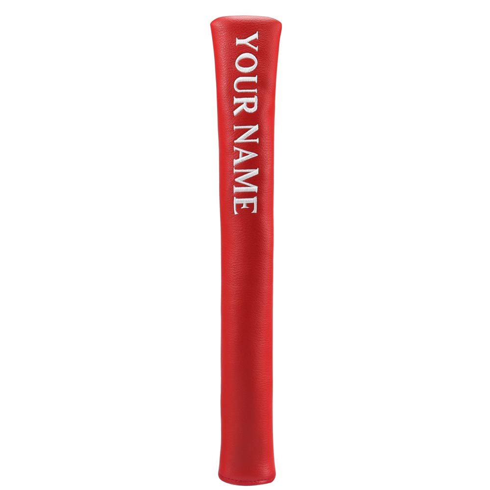 Craftsman Golf Custom Order Red Leather Alignment Stick Cover Holds 2 Sticks with Your Name Embroidered
