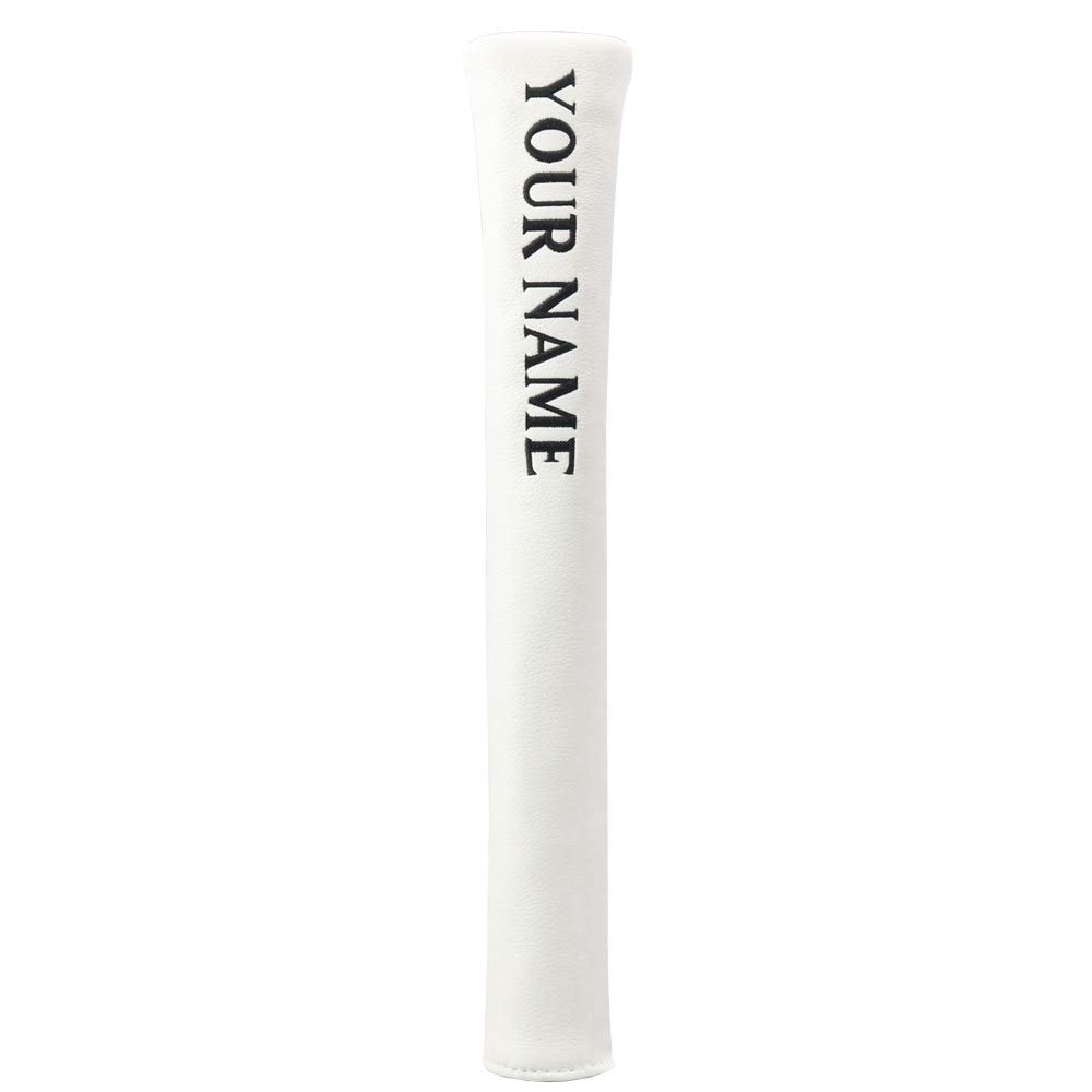 Custom White Leather Alignment Stick Cover Case Holder with Your Name Embroidered