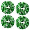 CREATIEE-PRO 4Pcs Metallic Cheerleading Pom Poms, 2 Pair Cheerleader Cheering Squad Pompoms for School Sports Dance Games Team Spirit Cheer(Green-Silver) view 1