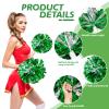 CREATIEE-PRO 4Pcs Metallic Cheerleading Pom Poms, 2 Pair Cheerleader Cheering Squad Pompoms for School Sports Dance Games Team Spirit Cheer(Green-Silver) view 2