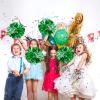 CREATIEE-PRO 4Pcs Metallic Cheerleading Pom Poms, 2 Pair Cheerleader Cheering Squad Pompoms for School Sports Dance Games Team Spirit Cheer(Green-Silver) view 4