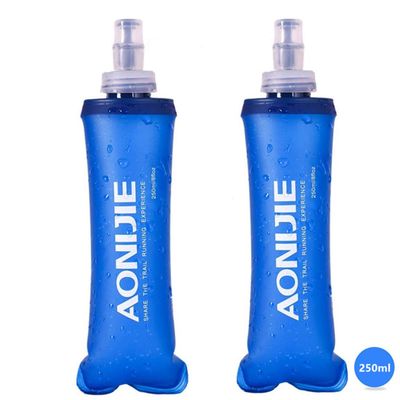 AONIJIE 2 Pack Soft Water Bottle, TPU Collapsible Flask Foldable Bottles for Hydration Pack, BPA-Free, for Running Hiking Cycling Climbing (2 Pcs - 250ml)