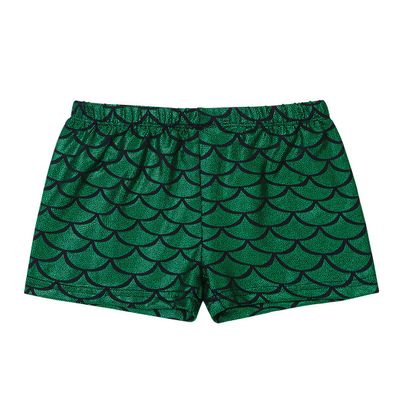 Freebily Girls Mermaid Scales Dance Shorts Sparkle Team Sports Workout Shorts Gymnastics Stage Booty Shorts Tumblewear Green 3-4