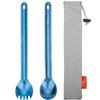 TiTo Titanium Long Handle Spork and Spoon Eco-Friendly Ultralight Portabale Flatware for Outdoor Camping Backpacking Hiking Travel Picnic Tableware with Bag (2Pcs Blue) view 1