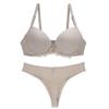Swbreety Womens Bra and Panty Set Satin Bow Lace Underwire Bras Lingerie Set Beige view 3