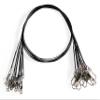 10pcs Fishing Wire Leaders Heavy Duty Nylon-Coated Fishing Line Wire Leaders with Swivels and Snaps 18inch, 45LB (10pcs Black) view 1