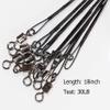 10pcs Fishing Wire Leaders Heavy Duty Nylon-Coated Fishing Line Wire Leaders with Swivels and Snaps 18inch, 45LB (10pcs Black) view 2