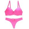 Sbreety Swbreety Women's Gathered Sexy lace Bra Suit deep V Padded Bra and Panty Set, Rose Red, 40C view 1