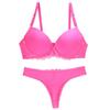 Sbreety Swbreety Women's Gathered Sexy lace Bra Suit deep V Padded Bra and Panty Set, Rose Red, 40C view 3