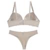 Swbreety Women's 3/4 Cups Lace Push-Up Bra and Thong Set Underwire Lingerie Set Beige view 4