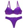 Swbreety Women's Push Up Lace Bra Set Sexy Bowknot Lingerie Bra and Panties Set Purple view 3