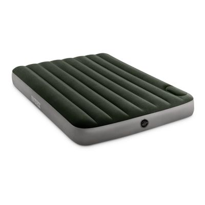 Intex 64762E Dura-Beam Standard Downy Air Mattress: Fiber-Tech Full Size Built-in Foot Pump 10in Bed Height 300lb Weight Capacity