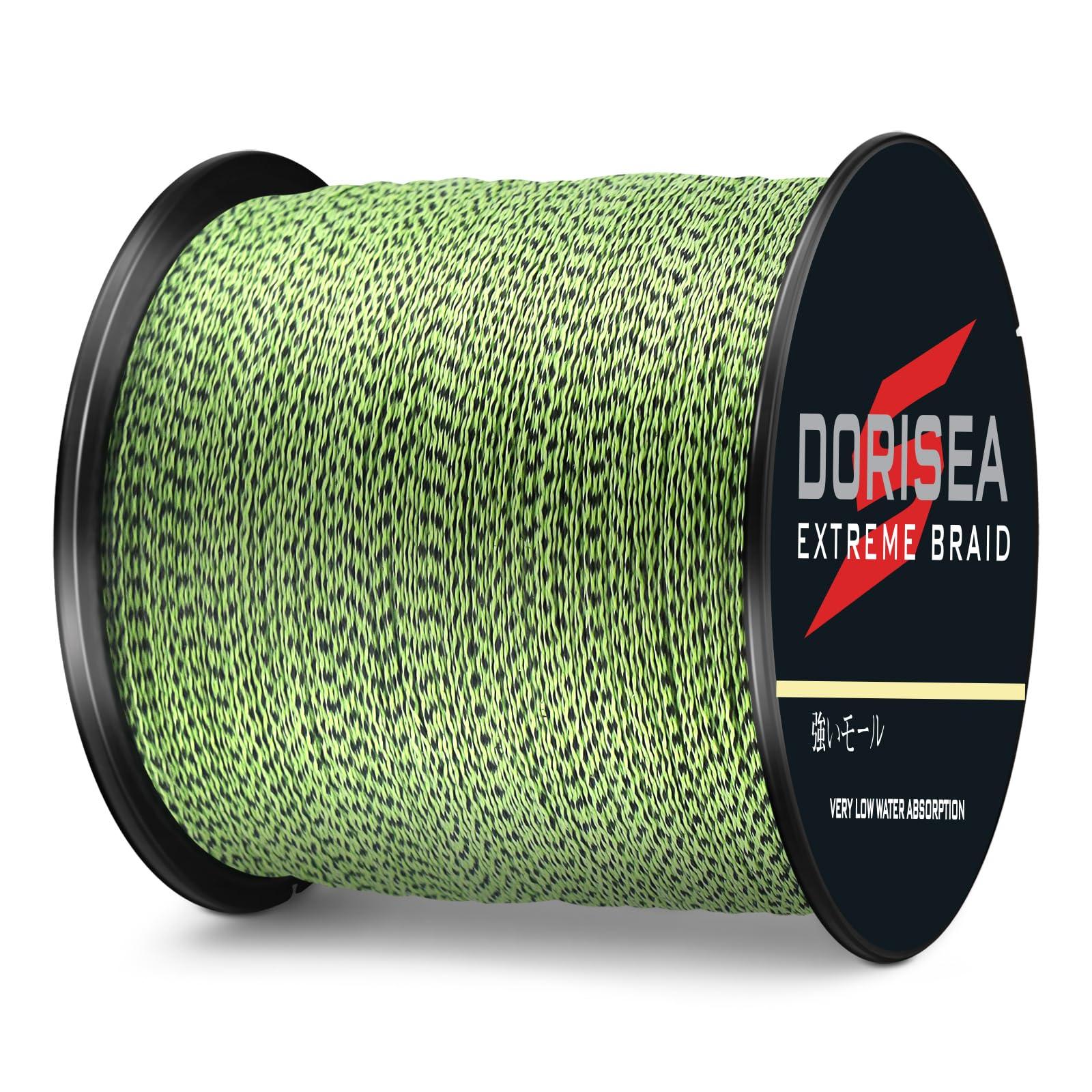 Dorisea Extreme Braid 100% Pe Multi-Color(Fluorescent Green&Black) Braided Fishing Line 109Yards-2187Yards 6-550Lb Test Fishing Wire Fishing String Superline (500m/546Yards 150lb/0.68mm(8Strands)) view 3