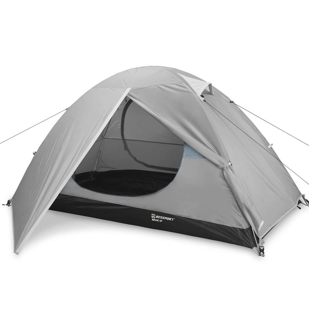 Bessport Camping Tent 1 Person Tent Waterproof Two Doors Backpacking Tent Easy Setup Lightweight for Outdoor, Hiking Mountaineering Travel