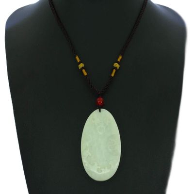 2.4" China Certified Nature Hetian Nephrite Jade Auspicious Dragon Hand Carved Necklace Pendant 4983