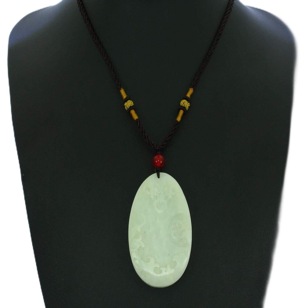 2.4" China Certified Nature Hetian Nephrite Jade Auspicious Dragon Hand Carved Necklace Pendant 4983