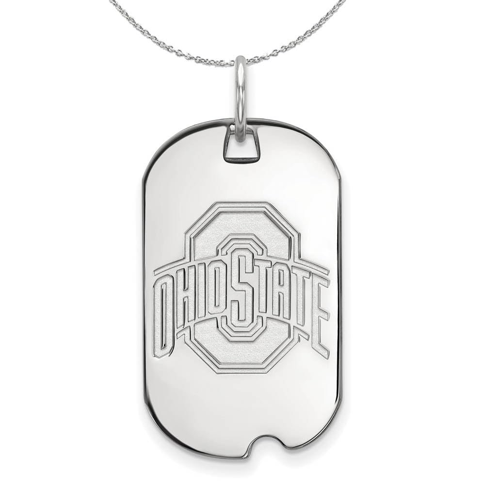 The Black Bow Sterling Silver Ohio State Dog Tag Pendant Necklace - 18 Inch
