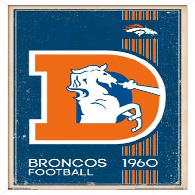 Trends International NFL Denver Broncos - Retro Logo 14 Wall Poster, 22.375" x 34", White Framed Version