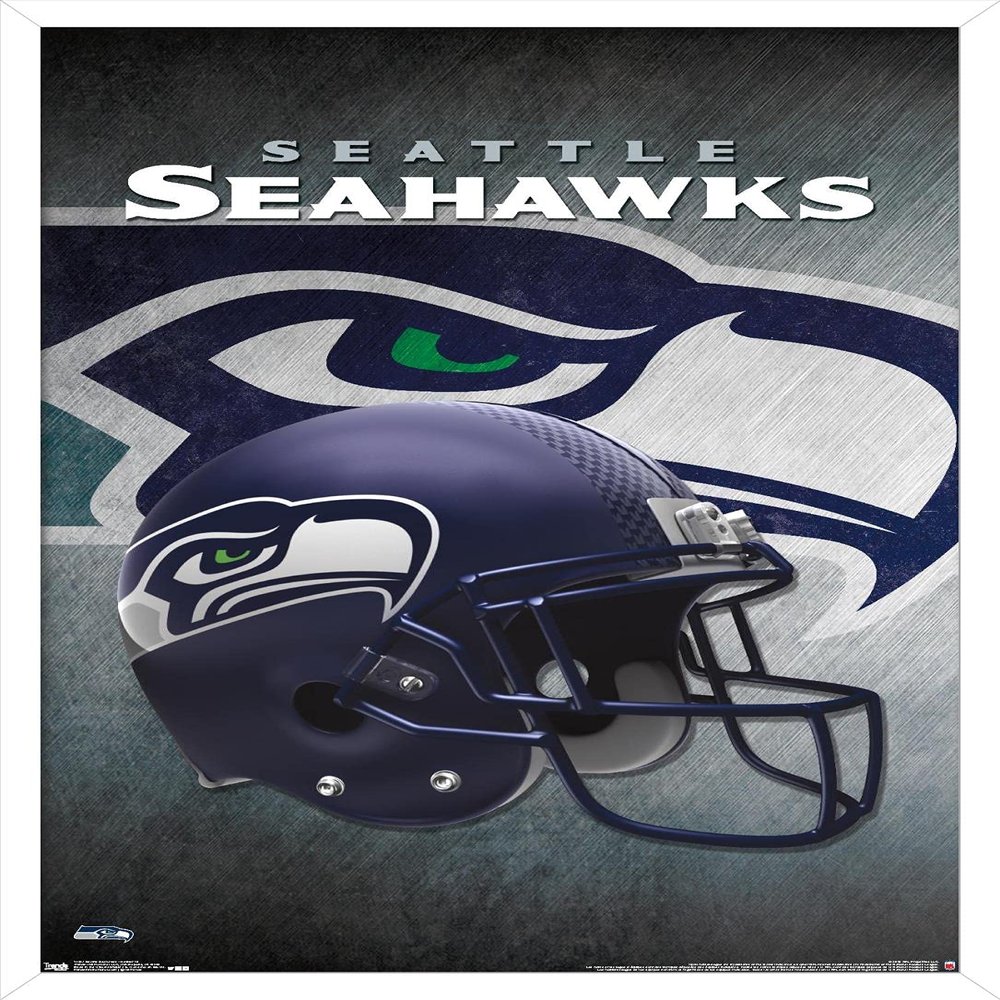 Trends International NFL Seattle Seahawks - Helmet 16 Wall Poster, 22.375" x 34", White Framed Version