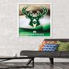 Trends International NBA Milwaukee Bucks - Logo 16 Wall Poster, 22.375" x 34", White Framed Version view 2