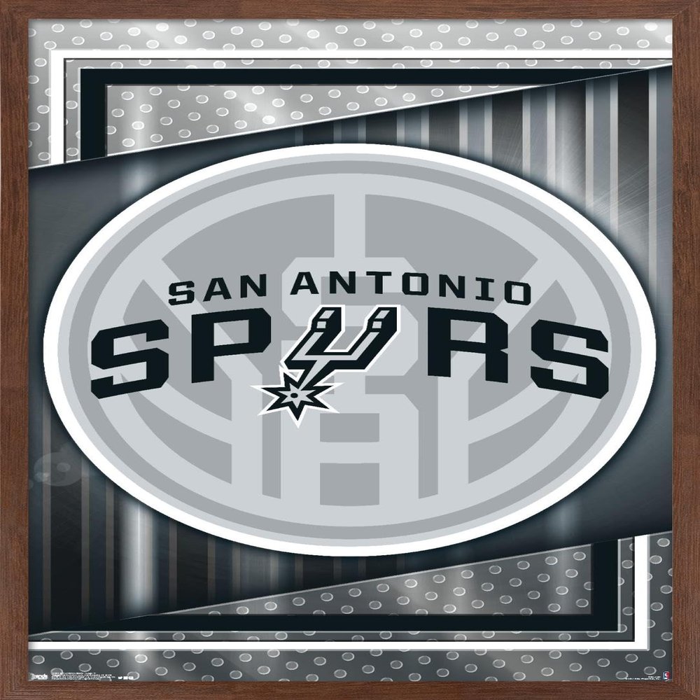 Trends International NBA San Antonio Spurs - Logo 17 Wall Poster, 34L x 22.4W, Mahogany Framed Version