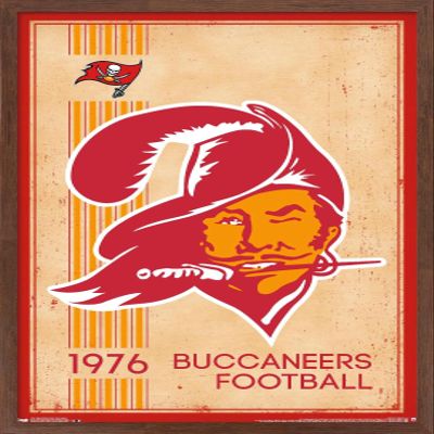 Trends International NFL Tampa Bay Buccaneers - Retro Logo 14 Wall Poster, 22.375" x 34", Mahogany Framed Version