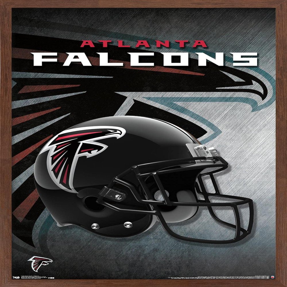Trends International NFL Atlanta Falcons - Helmet 16 Wall Poster, 22.375" x 34", Mahogany Framed Version