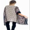 Baciano Floral Printed Shawl with Tatting Lace & Fringe Boho Coverup Poncho (Small) view 2