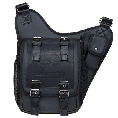 Mens Vintage Canvas Shoulder Bag Military Messenger Sling Bags Chest Leather Bag(03-2Nylon Black)