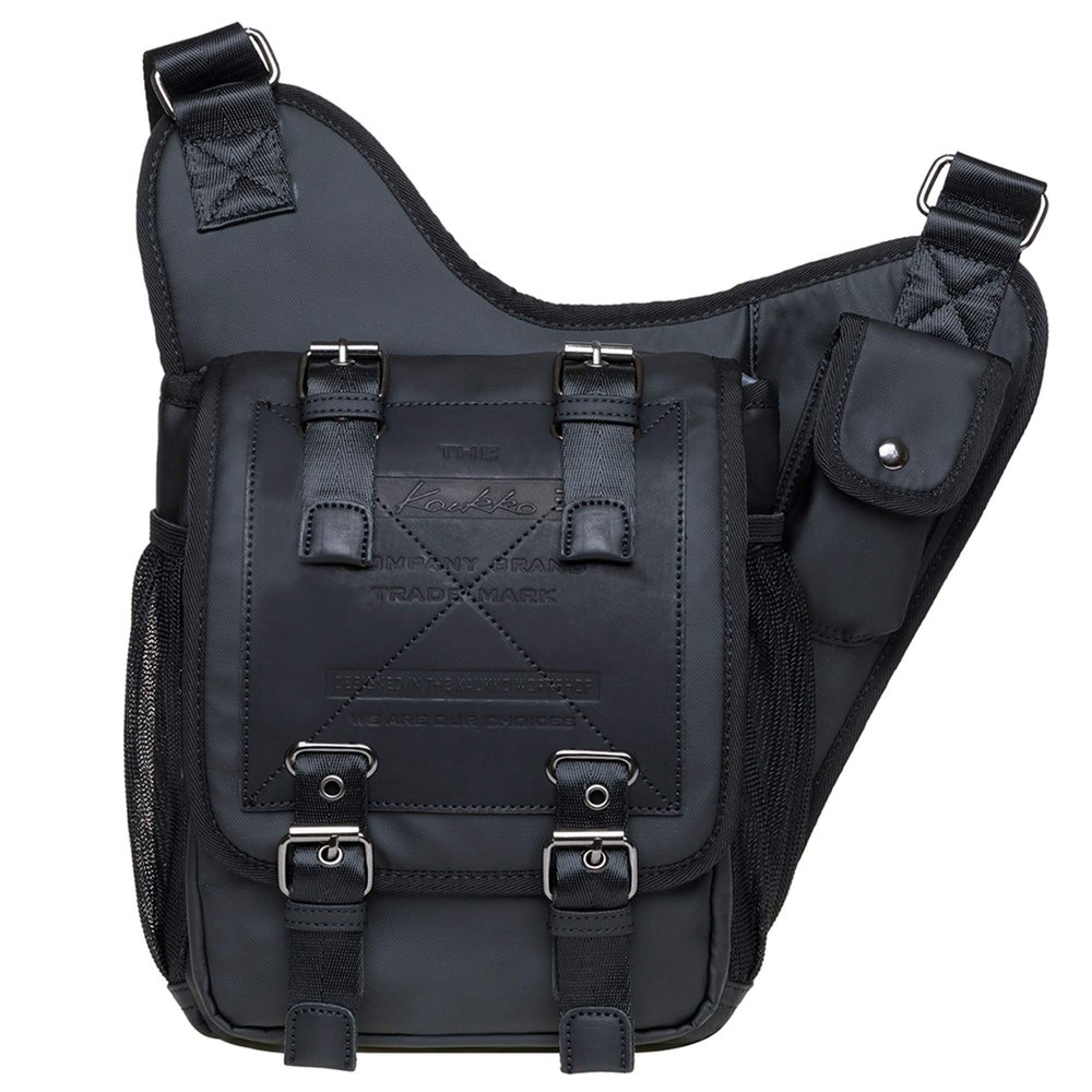 Mens Vintage Canvas Shoulder Bag Military Messenger Sling Bags Chest Leather Bag(03-2Nylon Black)