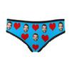 Custom Personalized Face Red Love Heart Blue Women's High-Cut Brief Panty Underwear XXL view 1