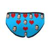 Custom Personalized Face Red Love Heart Blue Women's High-Cut Brief Panty Underwear XXL view 3