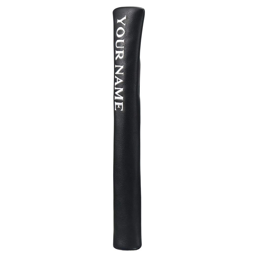 Craftsman Golf Custom Black Leather Alignment Stick Cover Case Holder with Your Name Logo