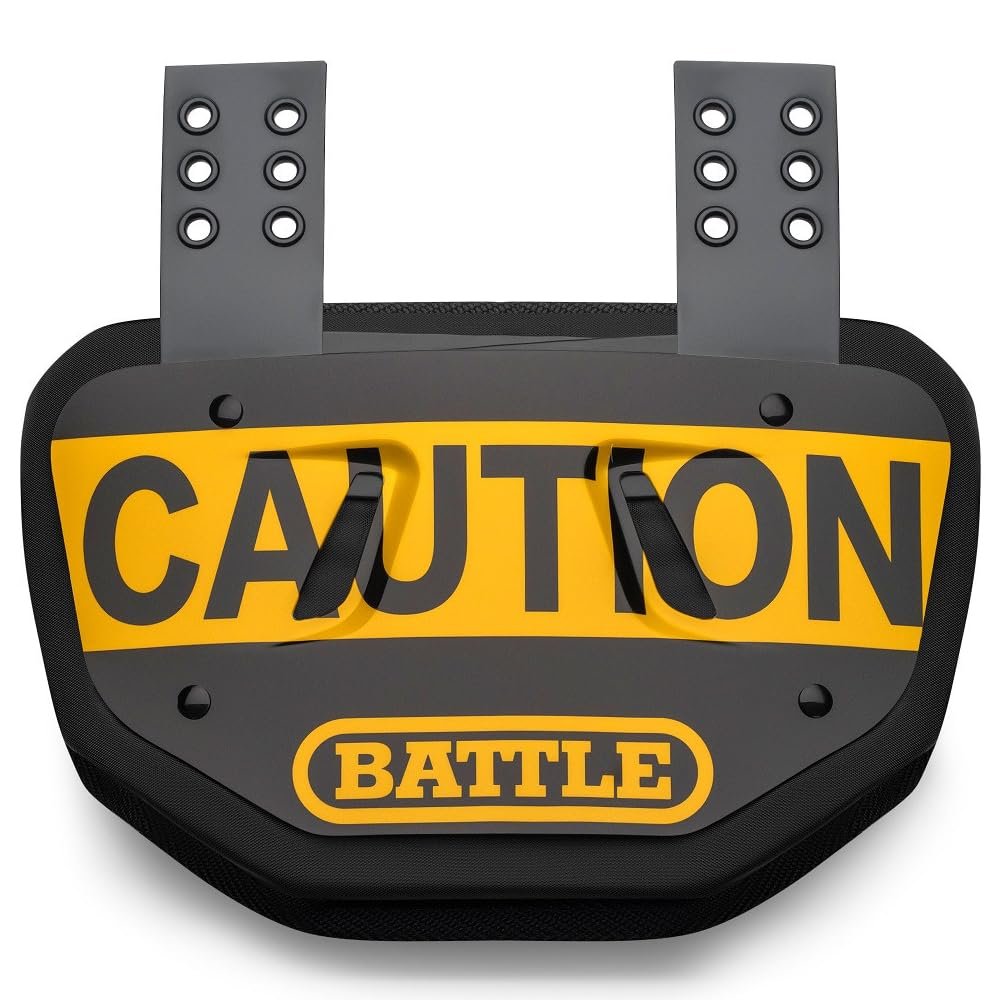 Battle Sports Caution Chrome Football Back Plate - Adult, Yellow