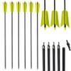 AMEYXGS 12 Pcs Archery Hunting Arrows Mix Carbon 30 Inch Flu Flu Arrows Spine 500 Target Practice Arrows with 4 Turkey Feather Replaceable Arrowhead for Outdoor Hunting Shooting(Yellow) view 1