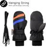 F Flammi Toddler Kids Snow Mittens with String Waterproof Ski Mittens Thinsulate Winter Gloves for Baby Girls Boys(Black, 4-6 Years) view 2