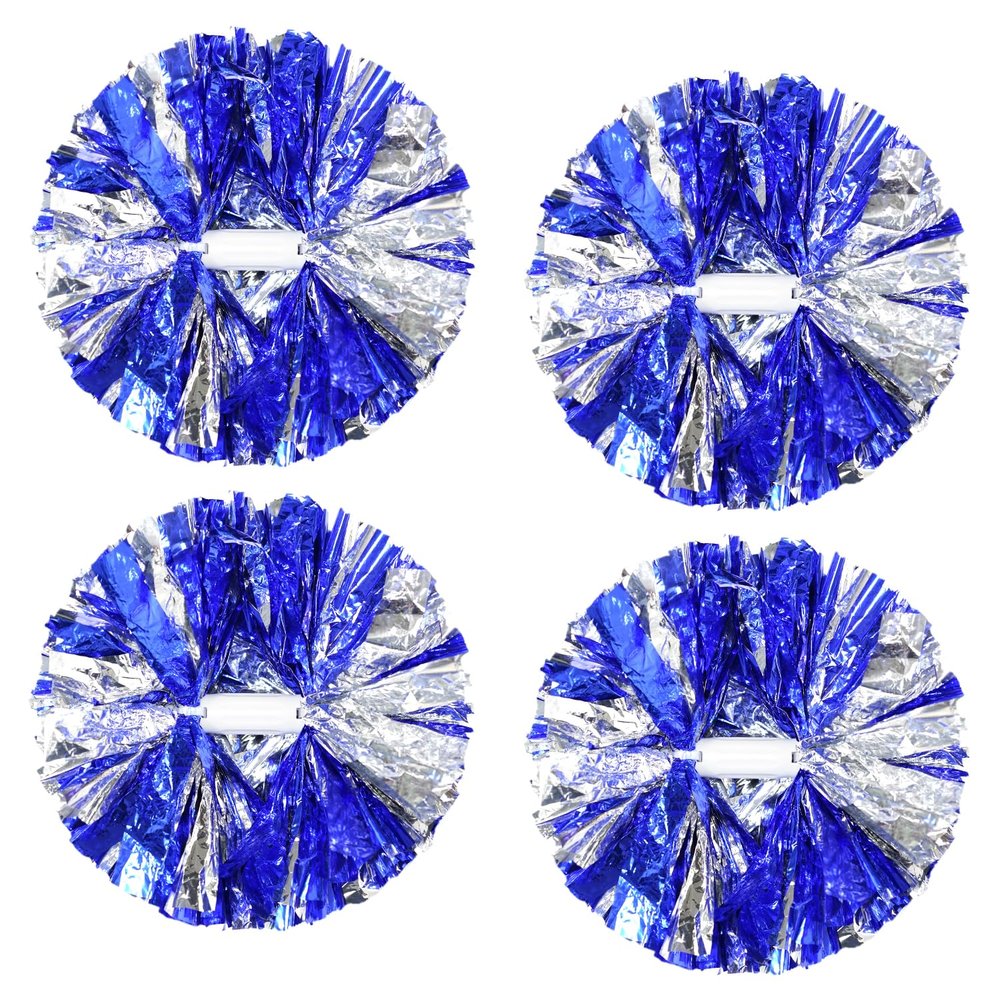 CREATIEE-PRO 4Pcs Metallic Cheerleading Pom Poms, 2 Pair Cheerleader Cheering Squad Pompoms for School Sports Games Team Spirit Cheer