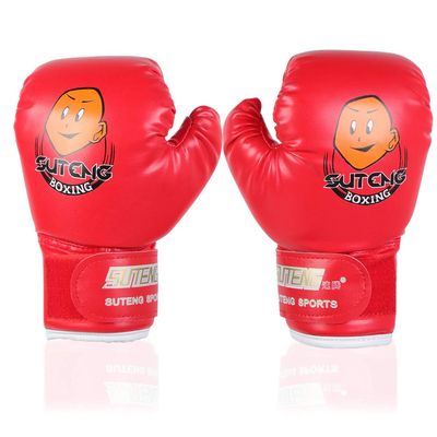 Boxing Gloves, 3 Colors PU Child Boxing Fighting Gloves for Muay Thai Sparring Punching Boxing Kickboxing Grappling Sandbag Training(Red)