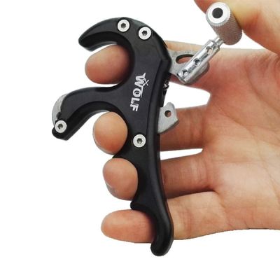 SHARROW Archery 4 Finger Bow Release Aid Release Thumb Trigger Aluminum Alloy Compound Bow Release Grip Trigger Thumb with Caliper (Black)