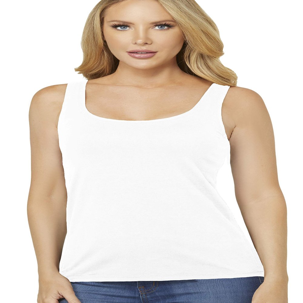 Alessandra B Wire-Free Molded Cup Tank Top Style M8812 (White, Large)