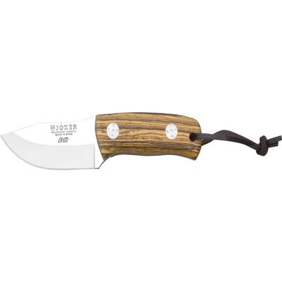Joker Bushcraft knife Erizo CB75, Bocote wood handle, MOVA Steel blade of 2.95 inches, includes brown leather sheath, tool for fishing, hunting, camping and hiking
