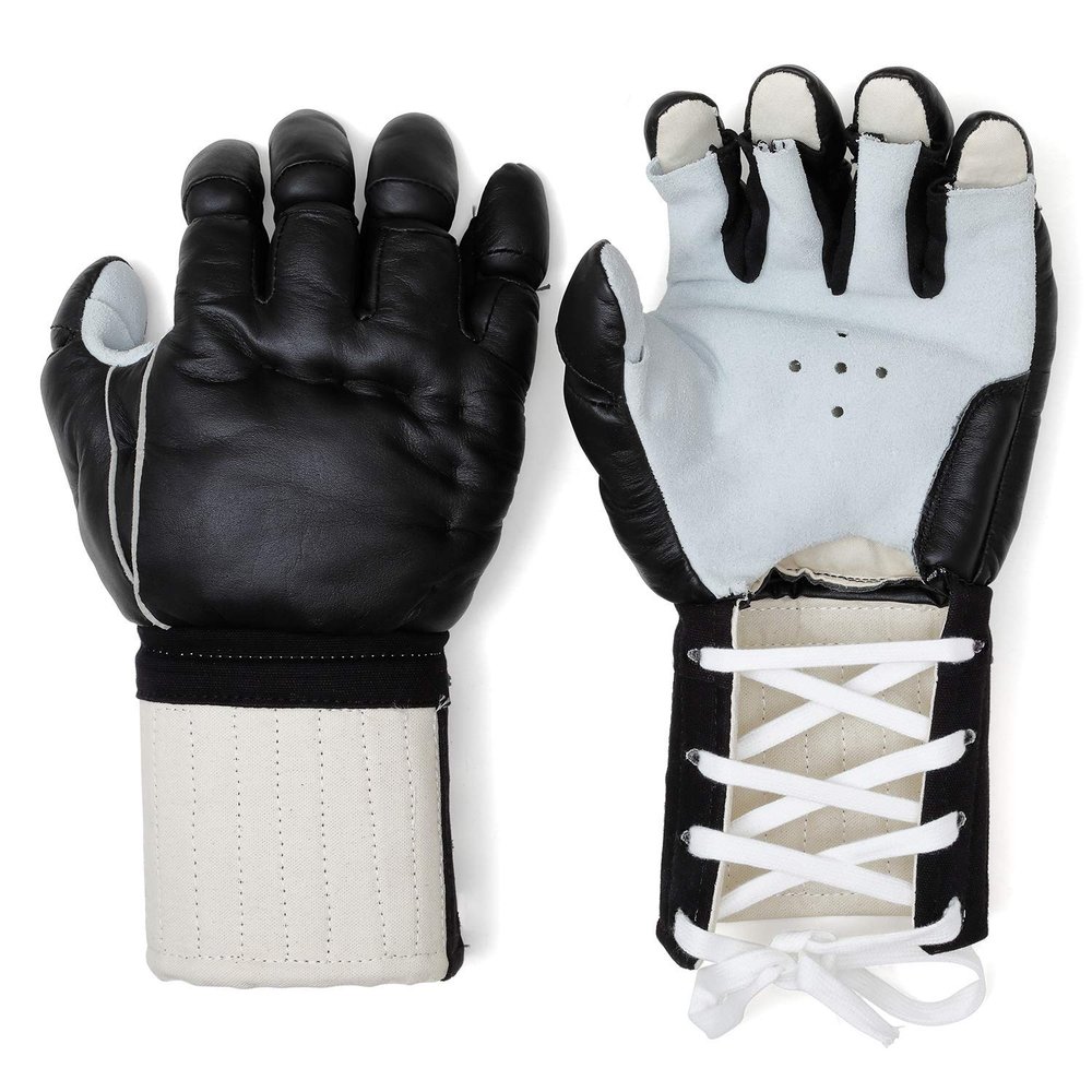 Jeet Kune Do JKD Leather MMA Kempo Sparring Grappling Gloves - New (XL)