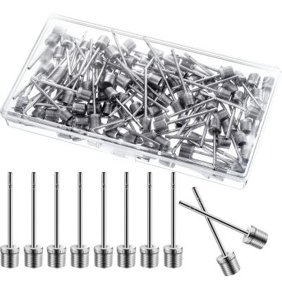 WILLBOND 100 Pack Basketball Pump Needles Ball Inflation Air Pump Needles with Storage Box for Sports Balls, Football Basketball Soccer and Volleyball(Silver)
